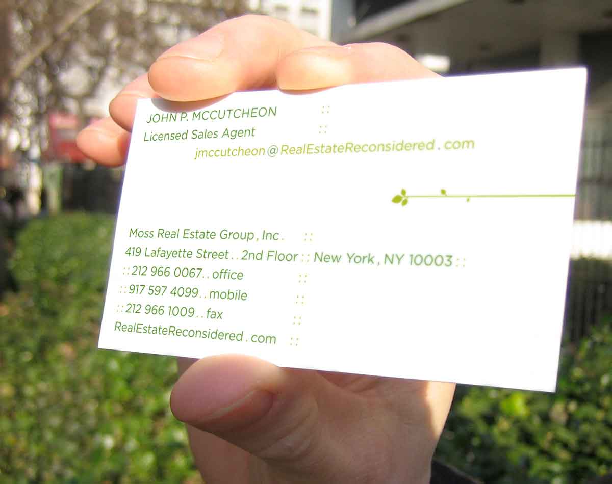 Moss Real Estate Group business card