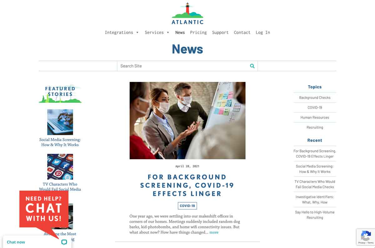Atlantic Screening Website news page
