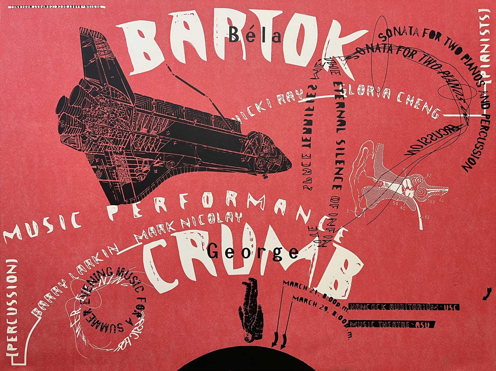 Bartok-Crumb Recital Poster, 1988, designed by Barry Deck