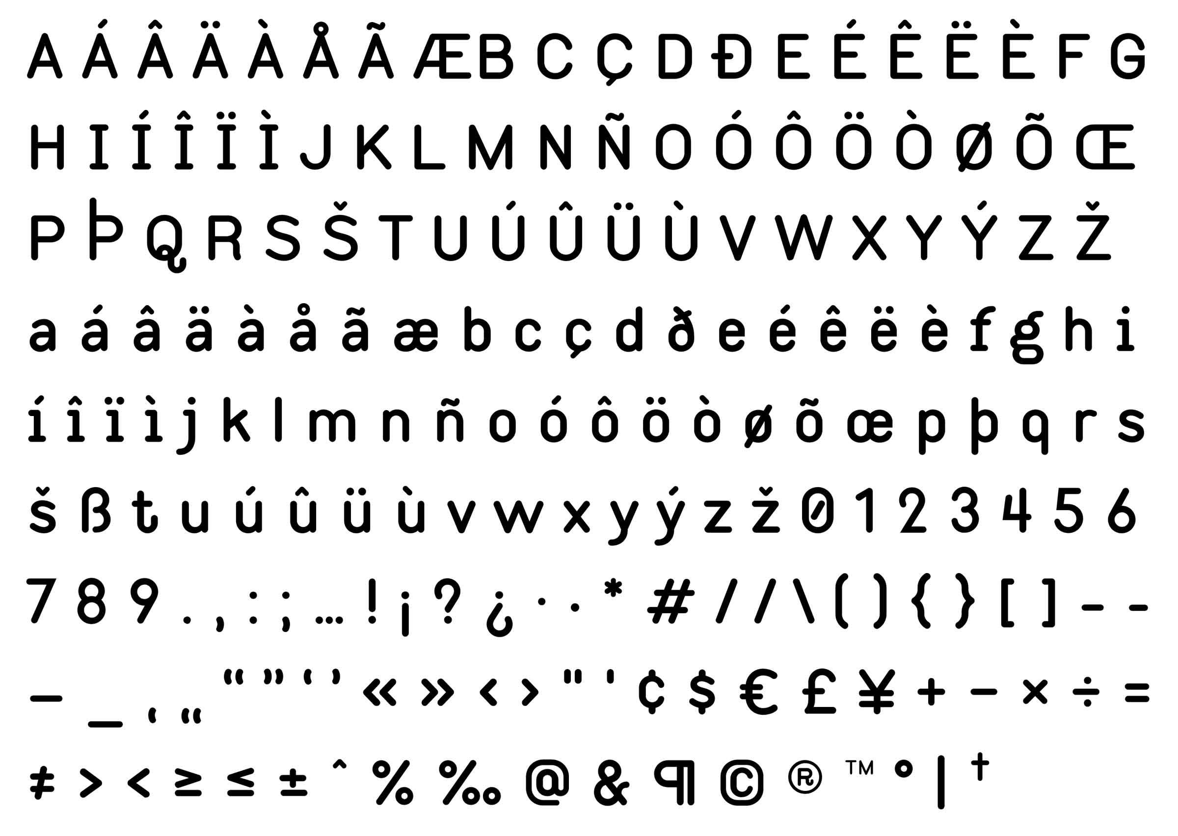 Deck Rounded type glyphset